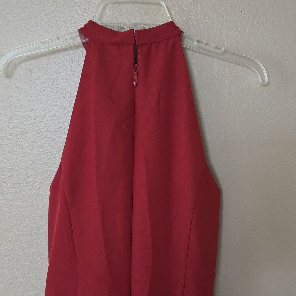 JJ'S House Bess Vermillion Wide Leg Chiffon Halter Jumpsuit Formal - Size 6 - Picture 8 of 12